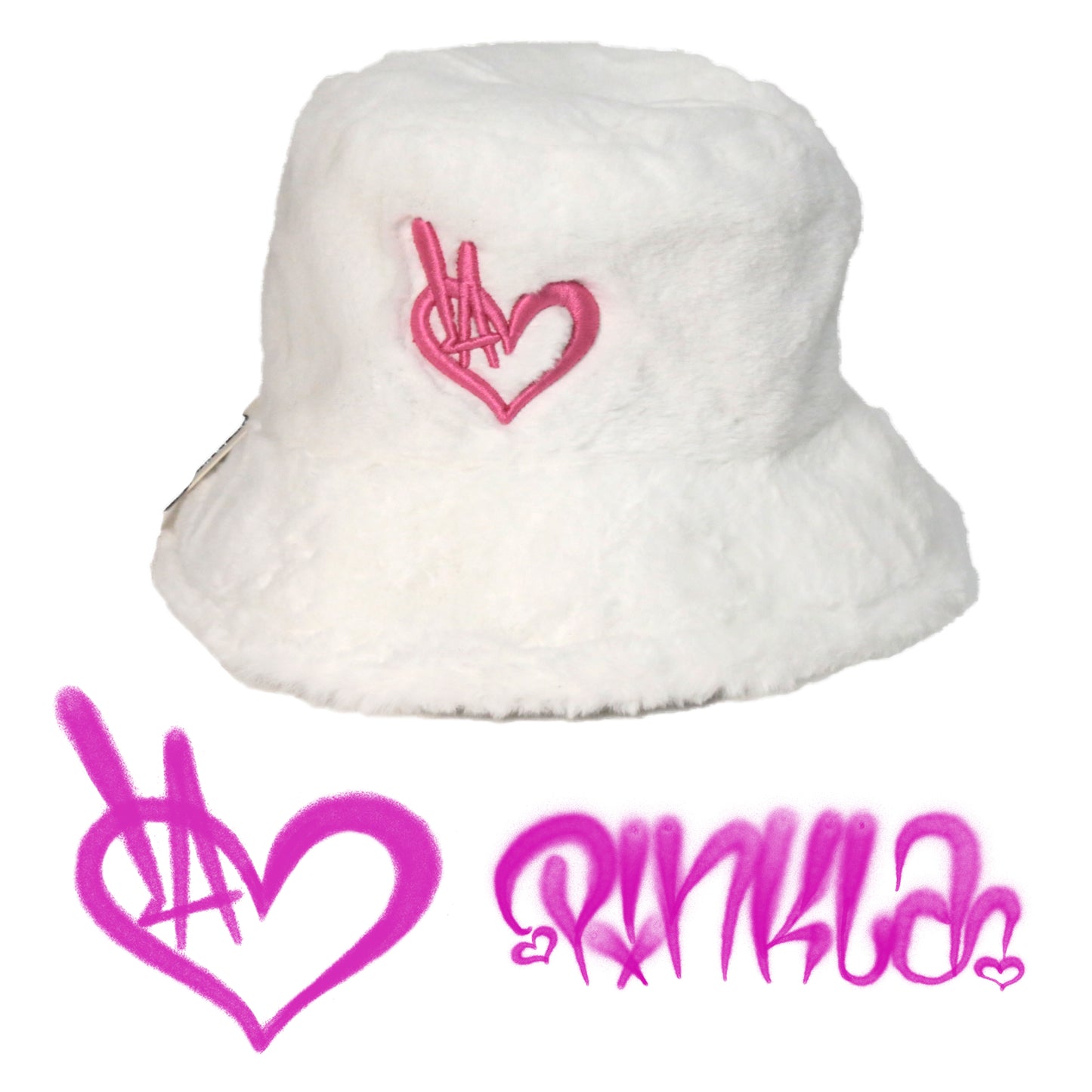 Pinkla furry bucket hat