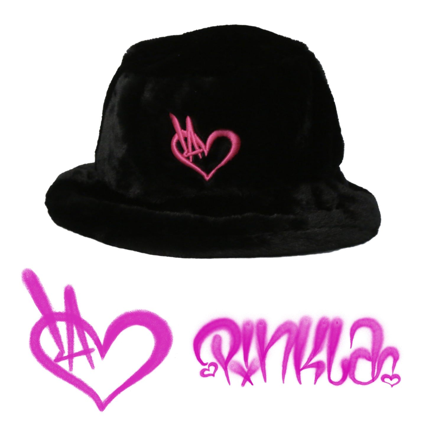 Pinkla furry bucket hat