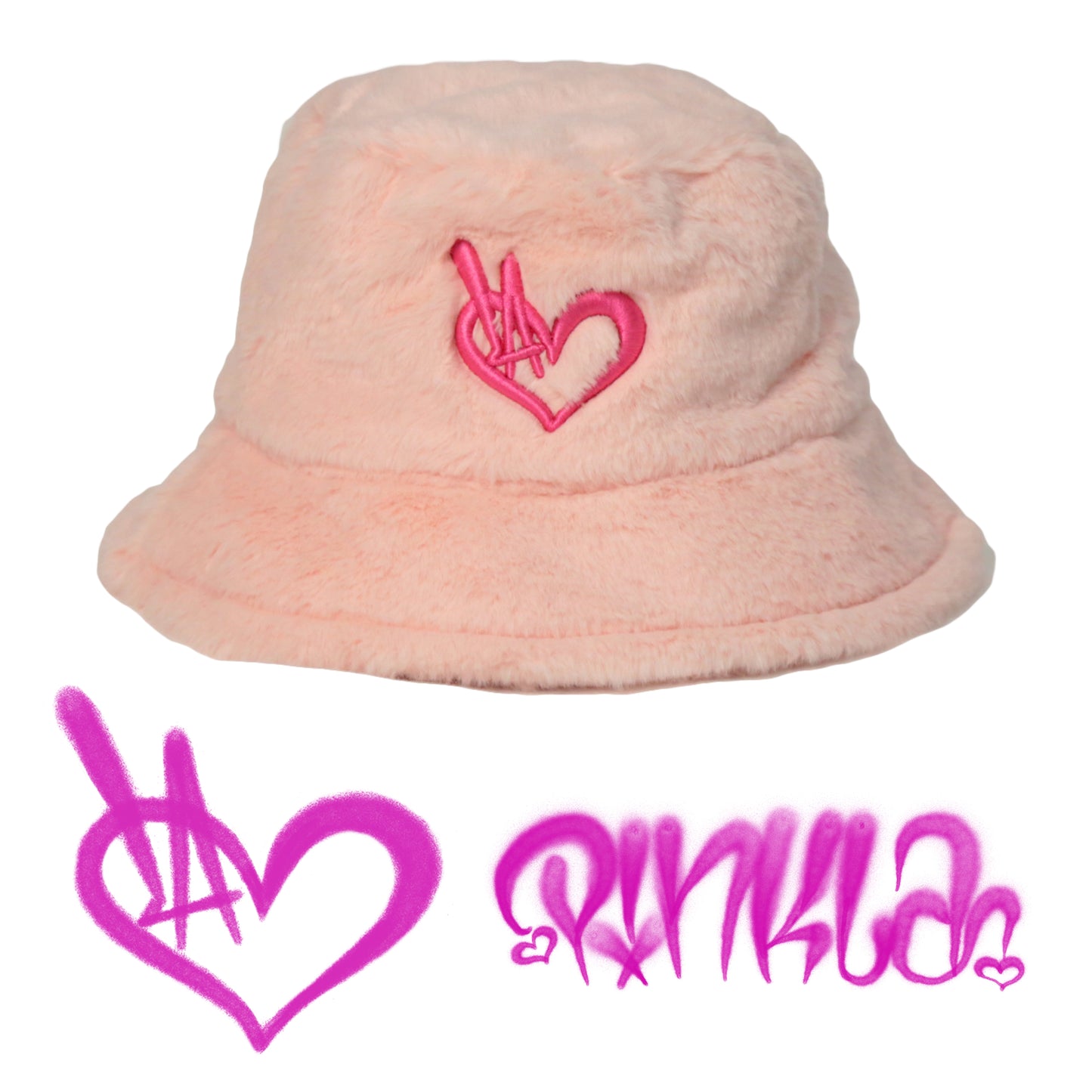 Pinkla furry bucket hat